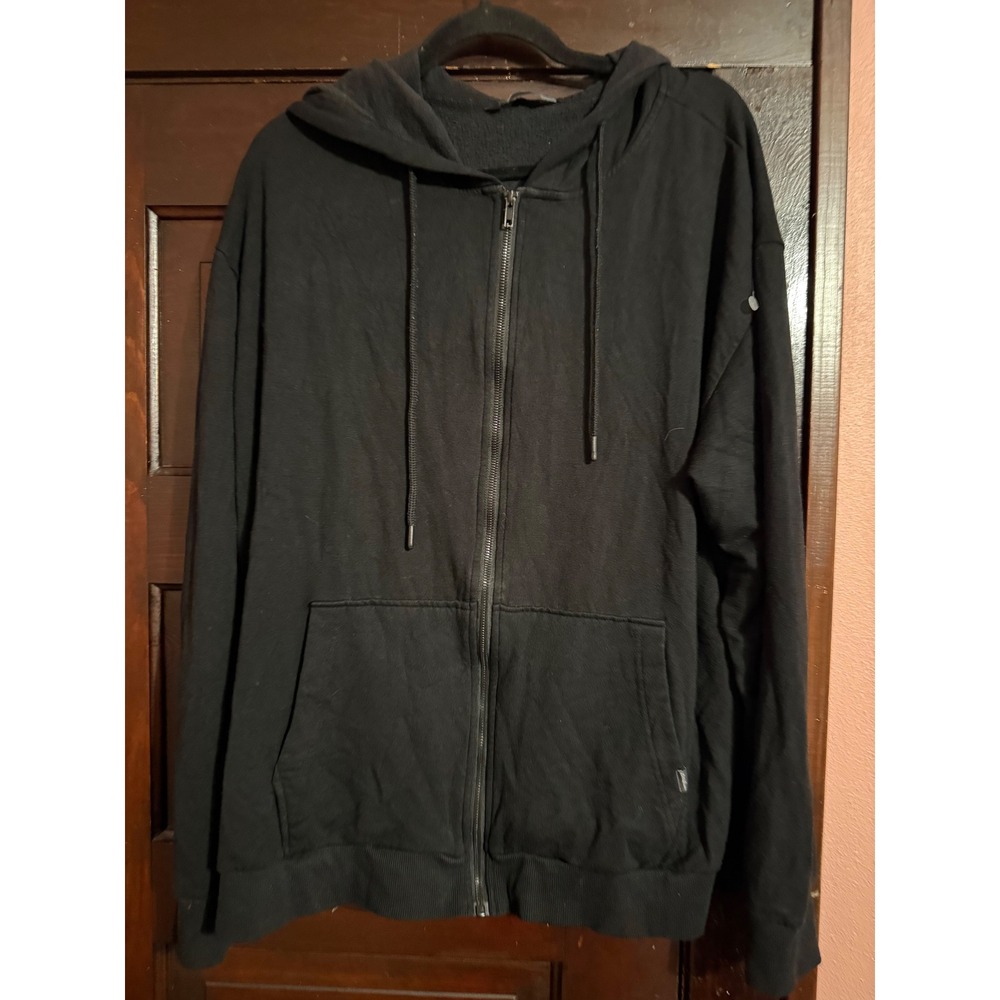 Eddie Bauer Womens XL Black Full Zip Hoodie Viscose Blend Casual Sweatshirt